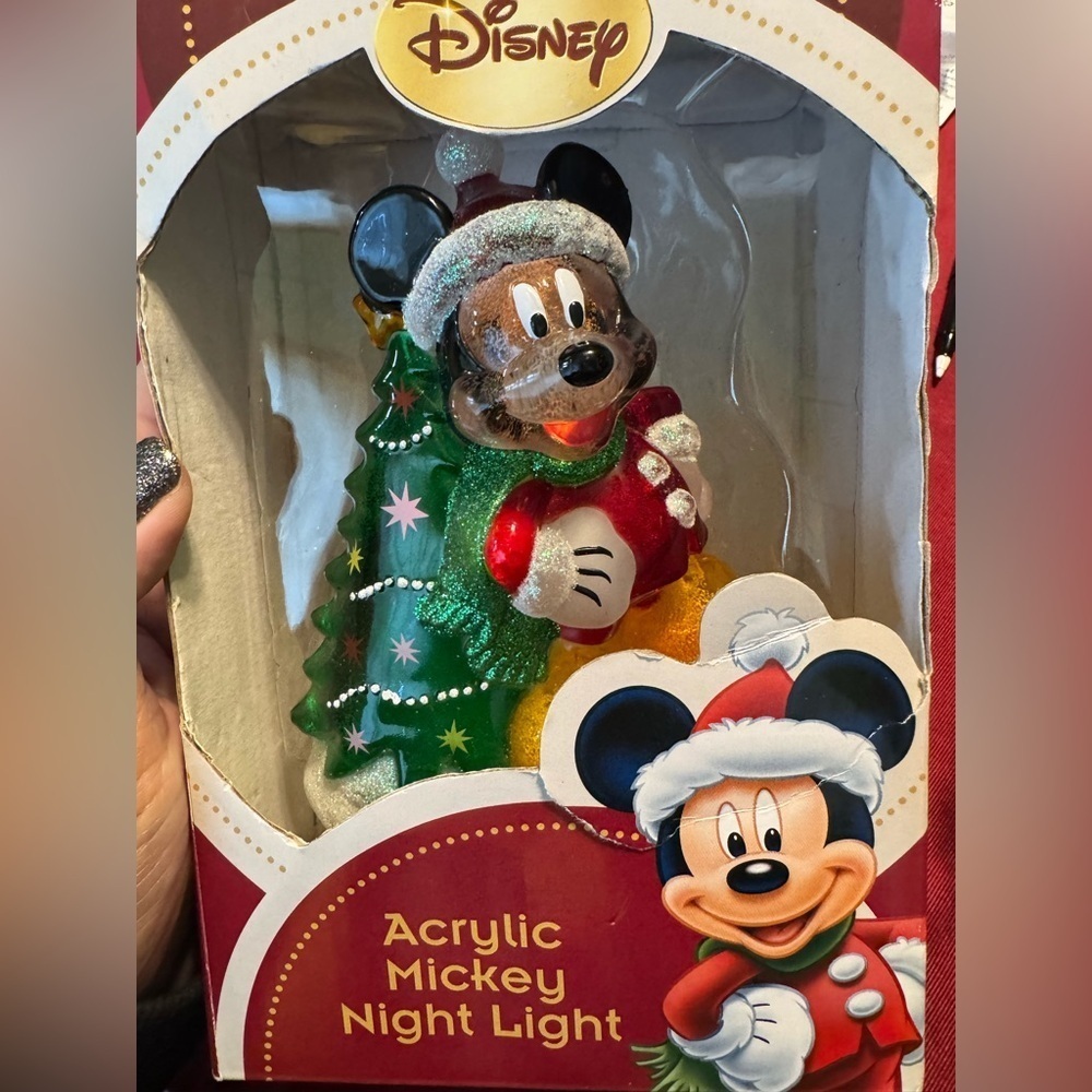 Disney Mickey Mouse Acrylic Night Light  Christmas Tree Decorative Vintage New